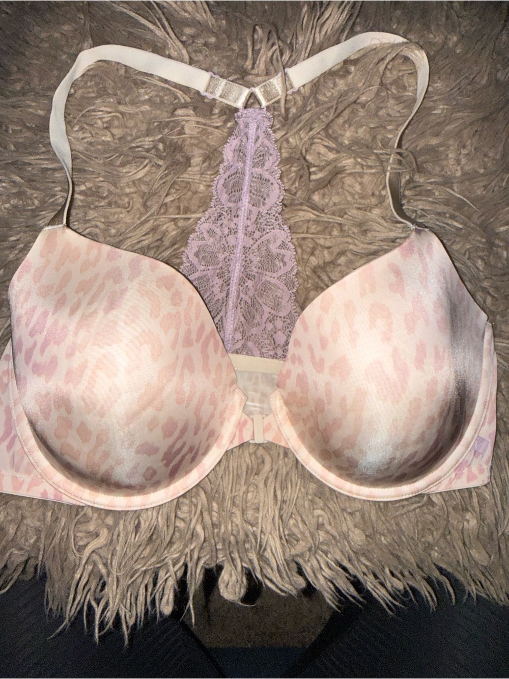 Victoria’s Secret Lace Racerback Underwire Bra - Pink Leopard Print
